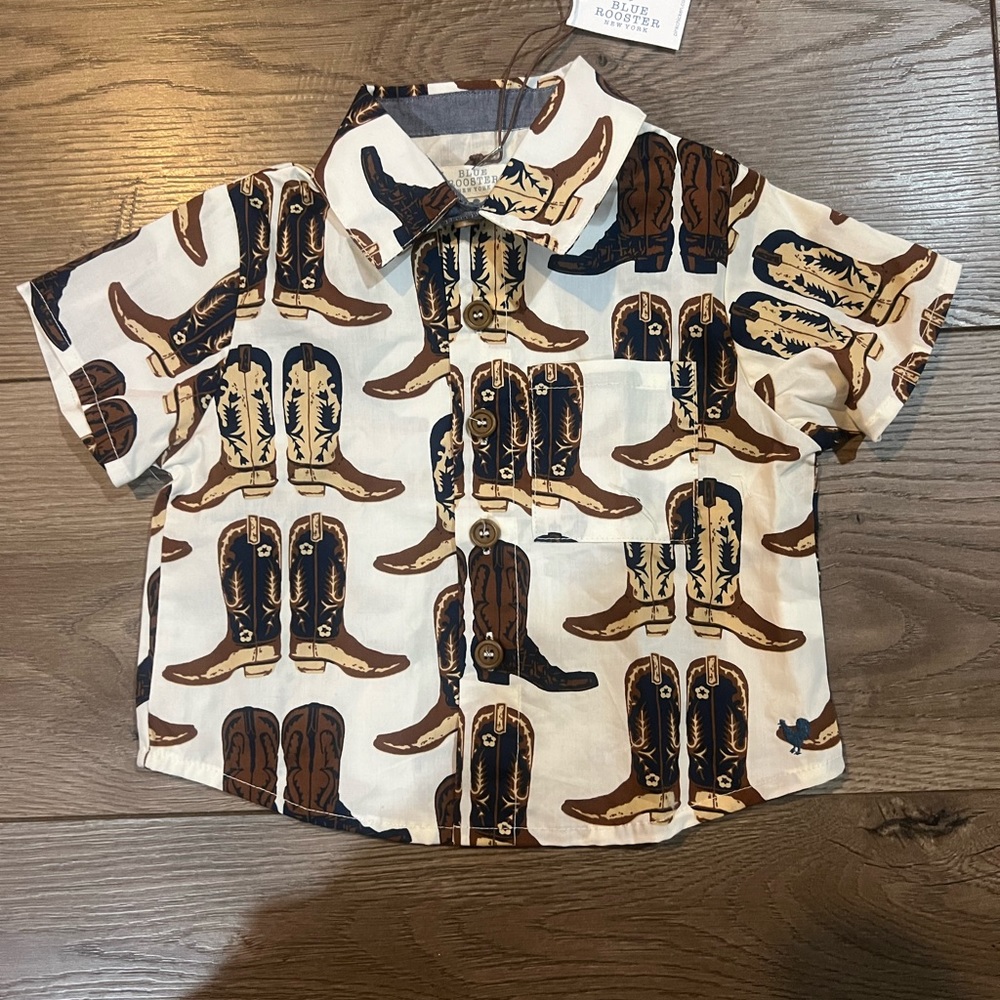 Yeehaw! pink chicken boot print, Jack shirt